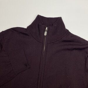 Charles Tyrwhitt Merino Wool Sweater Mens‎ Small Full Zip Knit Maroon Red